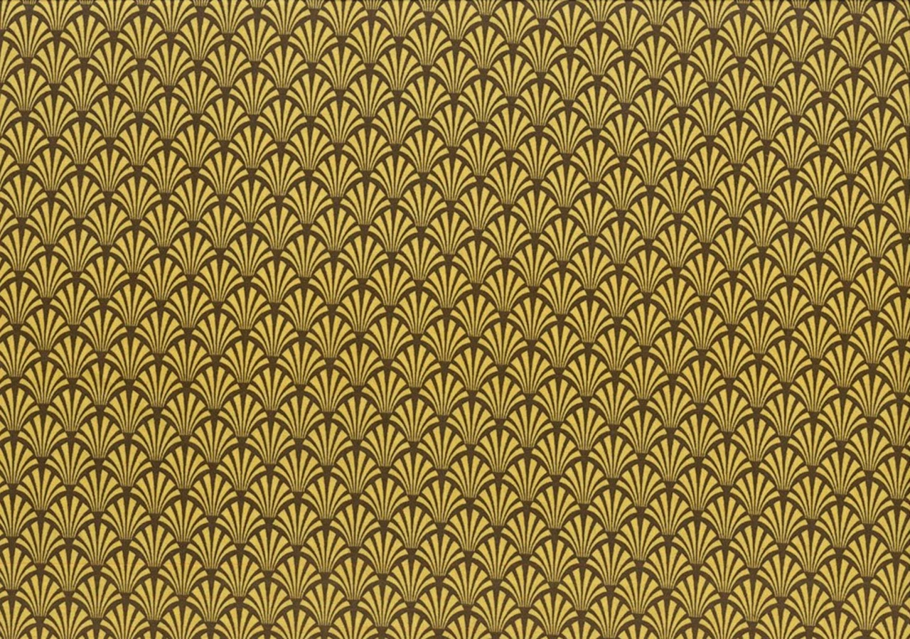 Tela abanicos mostaza y marrón 50x74 cm – photo 2